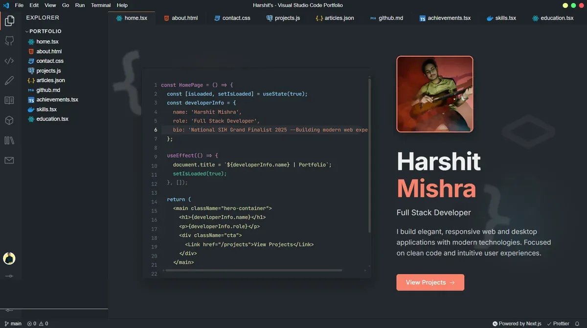 VS Code Portfolio project showcase